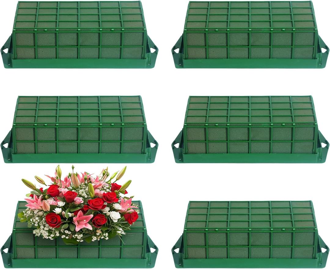 6PCS Floral Foam Cage, Floral Foam, Foam for Flower Arrangements, Wet Foam for Fresh Flowers, Floral Arrangement Supplies, Floral Cage for Table Wedding Decor, 11.7 X 4.6 X 3.1 Inches