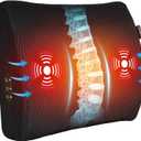 Beleduc Lumbar Support Pillow for Office Chair - Heated Back Support Pillow with Vibration Massage, Ergonomic Back Massager for Chair, Adjustable Vibration, 2 Heat Levels, Gifts (Black)