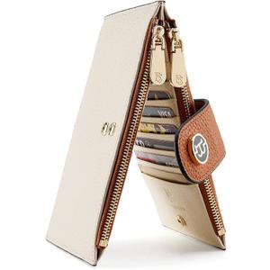 BOSTANTEN Leather Wallets for Women Large RFID Blocking Slim Bifold Purse Card Holder with Zipper Pocket