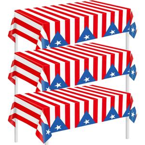 Chumia 3 Pack Puerto Rico Party Tablecloth Decorations Puerto Rico Themed Tablecloths for 12th of June National Day Country Decoration Kitchen Dining Room Home Dinner