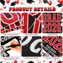 Mifoci Extra Large Class 2026 Graduation Yard Sign with Metal Stakes 47.2 Inch Congrats Grad Lawn Decor Yard Sign Decorations Grad for Outdoor Indoor Congrats Graduation Party Supplies(Red)