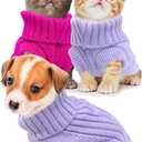 2 Pack Dog Sweater for Small Dogs, XXS Dog Sweater Fall Dog Clothes Winter Knitwear Warm Puppy Sweaters Cute Chihuahua Yorkie Puppy Clothes Xxs (Rose+ Purple)