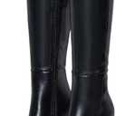 Elisabet Tang 4 inch Women's Knee High Long Boots, Stiletto Tall Pointed Toe Heeled Boot Leather Suede Comfortable Sexy (10, Brave Black)