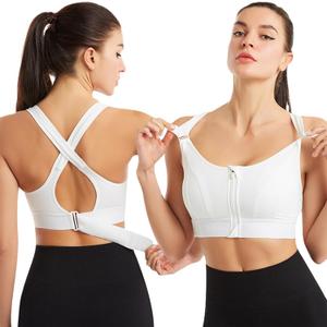 Women Zip Front Sports Bra Racerback Tank Top Wireless Paded Yoga Workout Running Bras (5X-Large, White-adjustable) Women Zip Front Sports Bra Racerback Tank Top Wireless Paded Yoga Workout Running Bras (5X-Large, White-adjustable)
