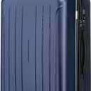 KYME 24-Inch Medium Luggage with Dual 360 Spinner Wheels Hardshell Checked TSA Approved Suitcase for Lightweight Travel (Navy Blue, 24" Checked)