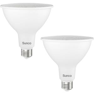 Sunco Outdoor Flood Light Bulbs, PAR38 LED Flood Lights Waterproof, 1800 LM, 15W (150W Equivalent), 3000K Warm White, Dimmable, E26 Base, Wet Rated UL 2 Pack.