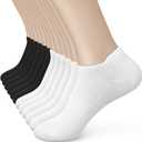 Women's Ankle Cotton Socks - Low Cut Athletic Running Soft Thin No Show White Socks With Tab, 6 Pairs (Size 5-7)