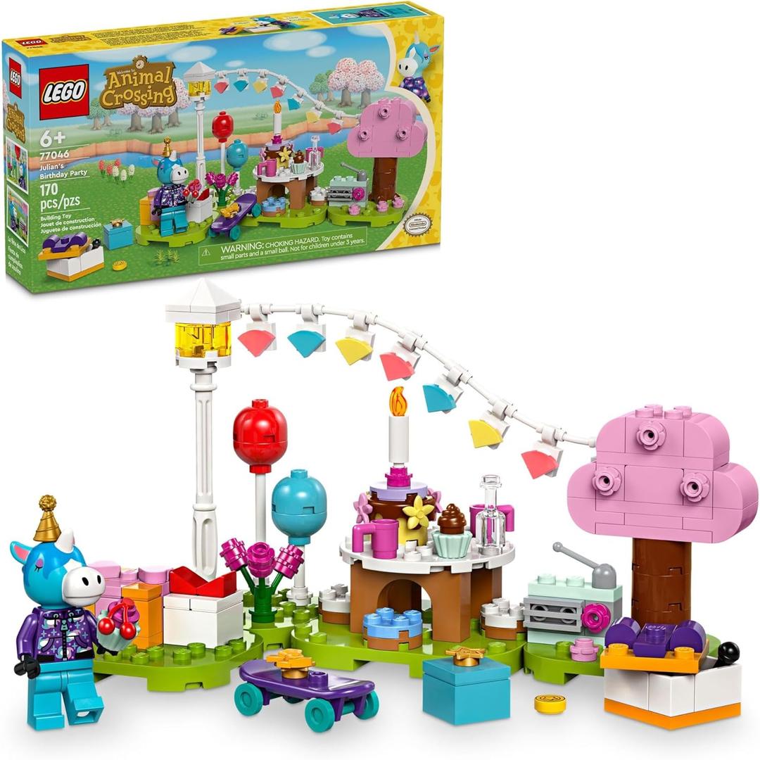 LEGO Animal Crossing Julians Birthday Party Video Game Toy for Kids, Animal Crossing Toy from The Video Game Series with Horse Toy Minifigure, Birthday Gift for Girls and Boys Ages 6 and Up, 77046