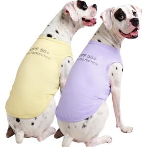 Kuoser 2 Pack Dog Shirts UPF 50+ UV Sun Protection, Lightweight Quick Dry Dog T Shirts for Small Medium Large Dogs, Breathable Pet Vest Dogs Tshirt Pet Clothes for Indoor Outdoor, Purple & Yellow XXL