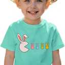 Ritatte Easter Shirt for Girls Toddlers Cute Bunny Eating Peeps Graphic Outfit Kids Funny Rabbit T-Shirt Short Sleeve Tee Top
