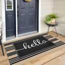 KILOCOCO Striped Rug 3'X5' Front Door Mat Outdoor Welcome Mats Rugs Outdoor Cotton Washable Front Porch Rug Layered Doormats for Kitchen/Farmhouse/Entryway/Patio, Brown