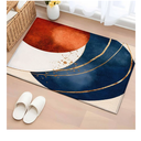 Navy Blue Burnt Orange Bathroom Mat 2x3 FT, Small Kitchen Mat, Modern Boho Art Geometric Washable Backed Front Door Throw Rug Non-Shedding Indoor Outdoor Doormat for Entryway Sink