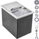 VEVOR Drop in Ice Chest, 18"L x 12"W x 14.5"H Stainless Steel Ice Cooler, Commercial Ice Bin with Sliding Cover, 40.9 qt Outdoor Kitchen Ice Bar, Drain-pipe and Drain Plug Included, for Cold Wine Beer