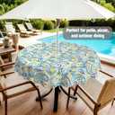 Outdoor Tablecloth with Umbrella Hole and Zipper, Paisley Waterproof Patio Table Covers, Round 60" x 60"