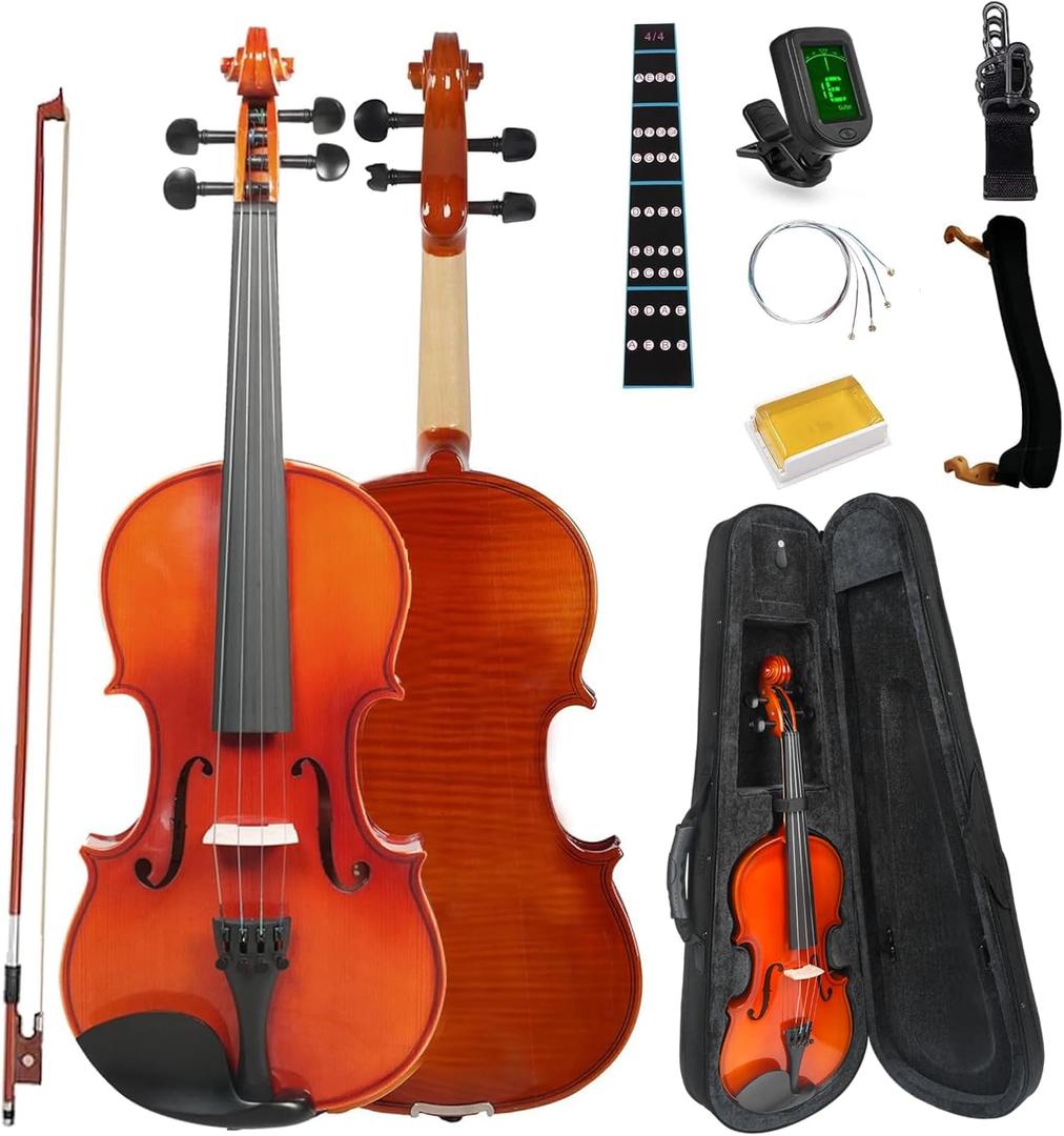 FINO 4/4 Violin Full Size Kit for Beginners (Plywood, Full) (Natural)