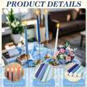 Baquler 24 Pcs 11'' Blue Flameless Taper Candles Battery Operated Candles LED Plastic Gradient Flickering Candlesticks for Wedding Church Dinner Home Christmas Party Decor