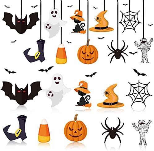 Halloween Tree Decorations Felt Hanging Ornaments Halloween Pumpkins Hanging Tree Decor Bats Witch Spiders Decorations for DIY Party Supplies