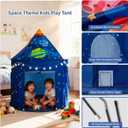 Rocket Space Ship Play Tent for Kids with Star Lights, Astronaut Themed Pop-Up Playhouse for Indoor & Outdoor, Foldable Space Adventure Gift for Boys and Girls
