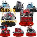 Heavy Trucks Semi Truck Happy Birthday Honeycomb Centerpieces Transportation Theme Decor for Men Boys 1st Birthday Party Supplies Baby Shower Decorations Photo Booth Props Favors