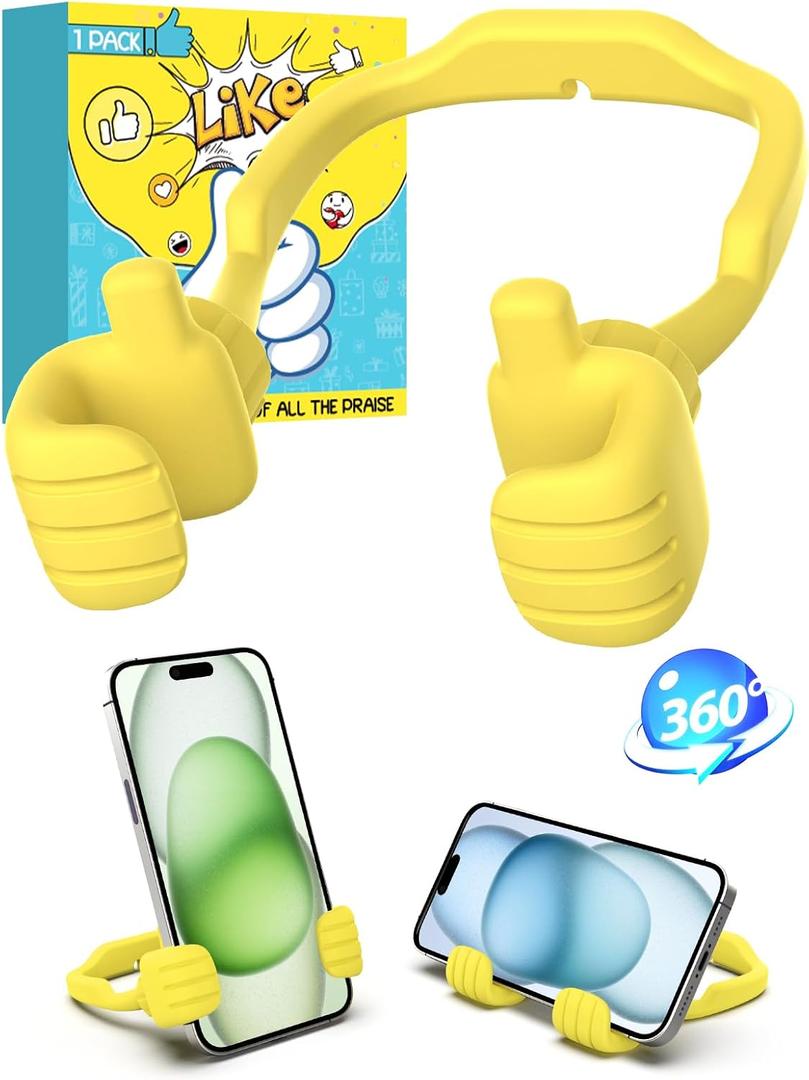 Mom Gifts for Mothers Day from Daughter Son Kids Cell Phone Stand: Upgrade Adjustable Thumbs Up Lazy Phone Holder for Desk Fun Birthday Gifts for Grandma Teens Girls Boys Adults Women Wife (Yellow)