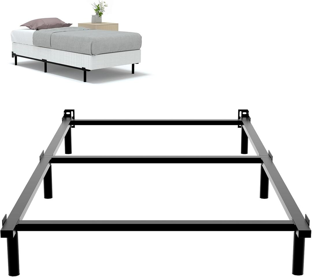 Twin XL Bed Frame 7 Inch Metal Bed Frame for Box Spring and Mattress, Tool-Free Heavy Duty Bedframe Easy Assembly Box Spring Base Black