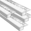 4 Pack 3.3ft/1Meter Plaster-in LED Channel, Trimless Recessed Drywall Aluminum LED Profile with Milky Diffuser, Single Edge LED Strip Aluminum Channel for Wall and Ceiling