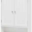 Bathroom Cabinet - Over The Toilet Storage Cabinet White Medicine Cabinet, Bathroom Wall Cabinet with 2 Doors and Adjustable Shelves, Small Wall Mounted Cabinet for Bathroom, Kitchen, Laundry (21.6" x 4.7" x 27.1")