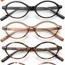 JM 5 Pack Oval Reading Glasses for Women, Trendy Blue Light Blocking Computer Readers with Spring Hinges