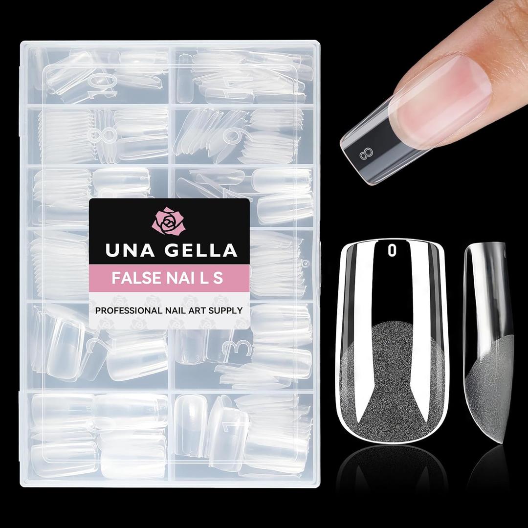 UNA GELLA Medium Square Gel Nail Tips Half Matte 312pcs Medium Square Gel Nails Full Cover False Acrylic Nails Tips for Press On Nails DIY Art Salon Nail Extensions, 12 Sizes