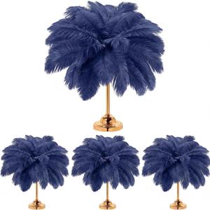 Retrowavy 50 Pcs 14-16 Inches Large Natural Ostrich Feathers Bulk for Centerpieces for Wedding Party Centerpieces Home Decoration Flower Arrangement(Navy Blue)