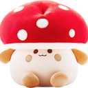 Mushroom Plush Toys 12 inch Cute Stuffed Mushroom Pillow Stuffed Toy Birthday Present Home Decor Halloween for Kids (Small red)