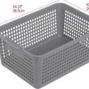 Readsky 3 Packs Plastic Storage Basket Desktop Organizer, Large Storage Baskets, Gray