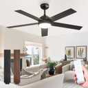 52 Inch Ceiling Fan with Light and Remote, Black Modern Ceiling Fans, Farmhouse Industrial LED Ceiling Fan Lighting Fixture for Bedroom, Kitchen, Indoor, Living Room