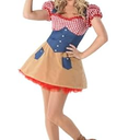 fun shack Women's Cowboy Costume Denim Dress Hat Halloween Cowgirl Outfit Western Size s