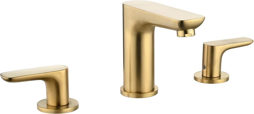 Deck Mount Tub Faucet Brushed Gold, 3 Hole Tub Faucet Set for Bathroom Sink, Brass Roman Bath Tub Faucets, Gold Bathtub Faucet Set, 2 Handle Deck Mount Bath Faucet Filler with Valve - Huifeidezhu