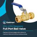Eastman 1/2 Inch Compression Heavy Duty Full Port Ball Valve, Brass Plumbing Fitting, 20096LF