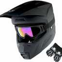 1Storm Youth Motocross Helmet ATV BMX MX Dirt Bike Go Kart Skate Kids Helmet Multi Sports Teenager Matt Black + Goggles + Gloves Bundle, Small