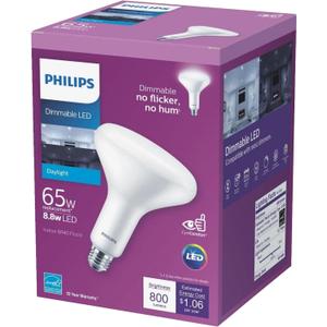 Philips LED Frosted Dimmable BR40 Light Bulb - EyeComfort Flicker Free - 8.8W = 65W - 800 Lumen - Daylight (5000K) - E26 Base - Indoor - Title 20