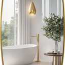 ANDY STAR 30x36 Gold Bathroom Mirror, Oblong Brass Mirror with Stainless Steel Metal Frame, Brushed Gold Oval Vanity Mirror for Over Sink, Modern Anti Rust Wall Mounted