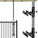 Patio Umbrella Stand for Deck Railing, Adjustable Patio Umbrella Holder Outdoor Umbrella Base, Fixed Clip Umbrella Stand Outdoor Base Parasol Holder for Deck, Outdoor Courtyard, Balcony