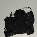 Lilosy Sexy Women Floral Lace Pajamas Lingerie Set High Waist Sheer Sleepwear See Through Nightwear Cami Shorts Bra and Panty 2 Piece Black X-Large