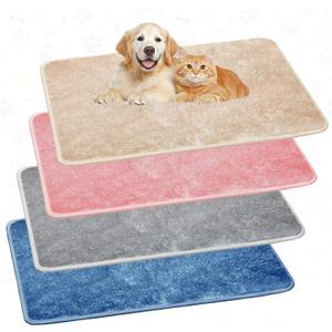4 Pcs Pet Carrier Pad Travel Pet Reversible Dog Mat Replacement Liners for Travel Dog Bed Pad Washable Plush Double Sided Bed Mat for Cat Kennel Crate(Colorful,17 x 11 Inch)