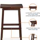 Amazon Basics Solid Wood Saddle-Seat Counter Height Bar Stools for Kitchen Island and Home Bar with Footrest, 29-Inch Height, Walnut, Set of 2