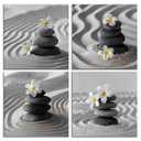 NAN Wind 4 Piece Frangipani Flowers Wall Art Zen Pebble Stone and Sand Giclee Print Framed Artwork Zen Canvas Prints Calm Peaceful Still Life Floral Picture Modern Meditation Spa Room Wall Decor