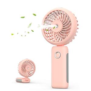 2 Pack RNKRUN Portable Handheld Misting Fan, 4000mAh USB Rechargeable Personal Mister Foldable Fan Battery Operated Spray Water Mist Fan Makeup Small Face Steamer for Travel Outdoors Office pink