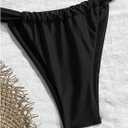 Women's 2 Piece Bikini Sets Starfish Decor Tie Back High Cut Swimsuit Cheeky Bathing Suit (Black, L)