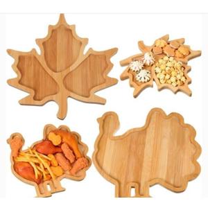 2 Pcs Turkey Shaped Bamboo Serving Tray , 11.8 x 7.9 in, 11.8 x 11.8 in