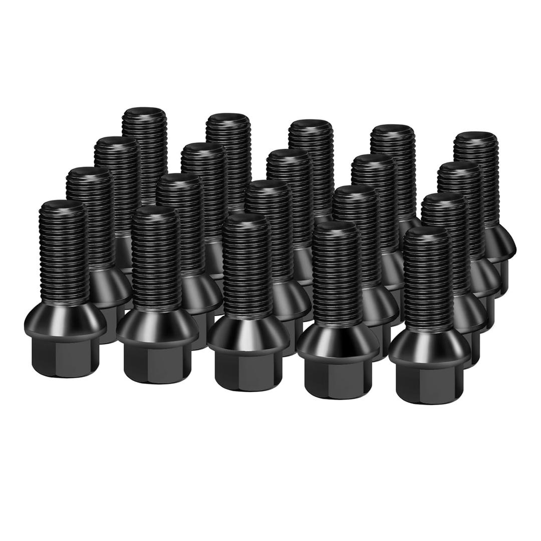 Dynofit M14x1.5 Lug Bolts Fit OEM Rims Compatible with Audi A3 A4 A8 S2 S3 S8, 20PCS 28mm Shank 17mm Hex R12 Ball Seat Wheel Bolts fit Volkswagen Glof Jetta Tiguan Passat Beetle,OE#610-319 431-601