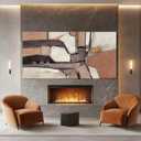 Grey Canvas Wall Art, Brown Trendy Abstract Art Wall Decor for Room, Aesthetic Pictures for Dining Room Wall, 29" x 58" Wooden Framed