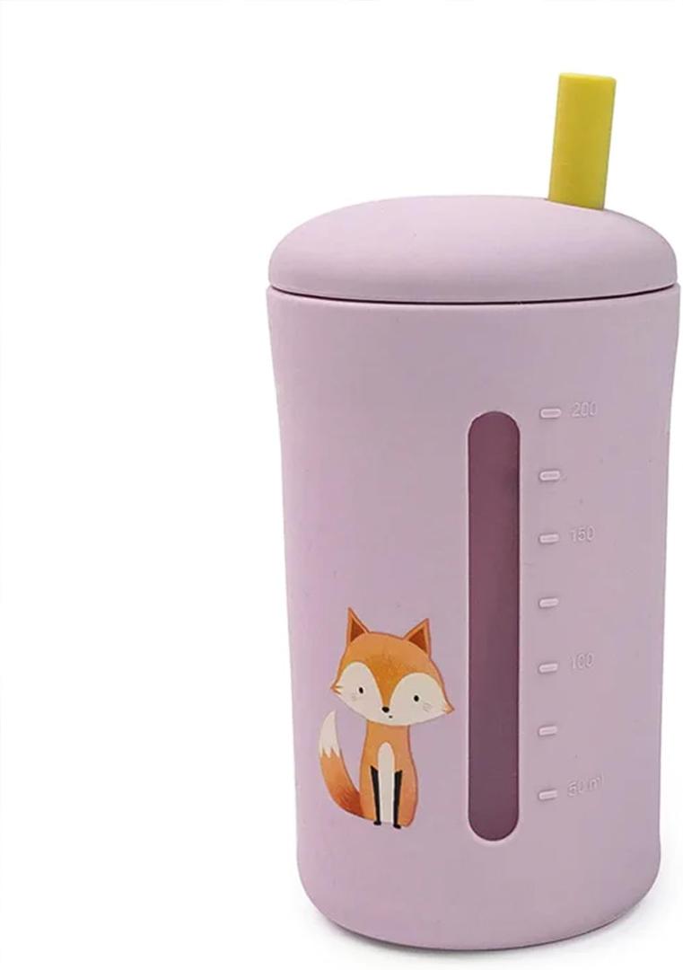 LITTEL RAWR Silicone Baby Sippy Cups for 6 months+, 3 Stages Training Cup Straw Cup for Infants Toddlers and Kid, Soft Straw and Handles Unbreakable Easy Grip 7oz/200ml (Purple)
